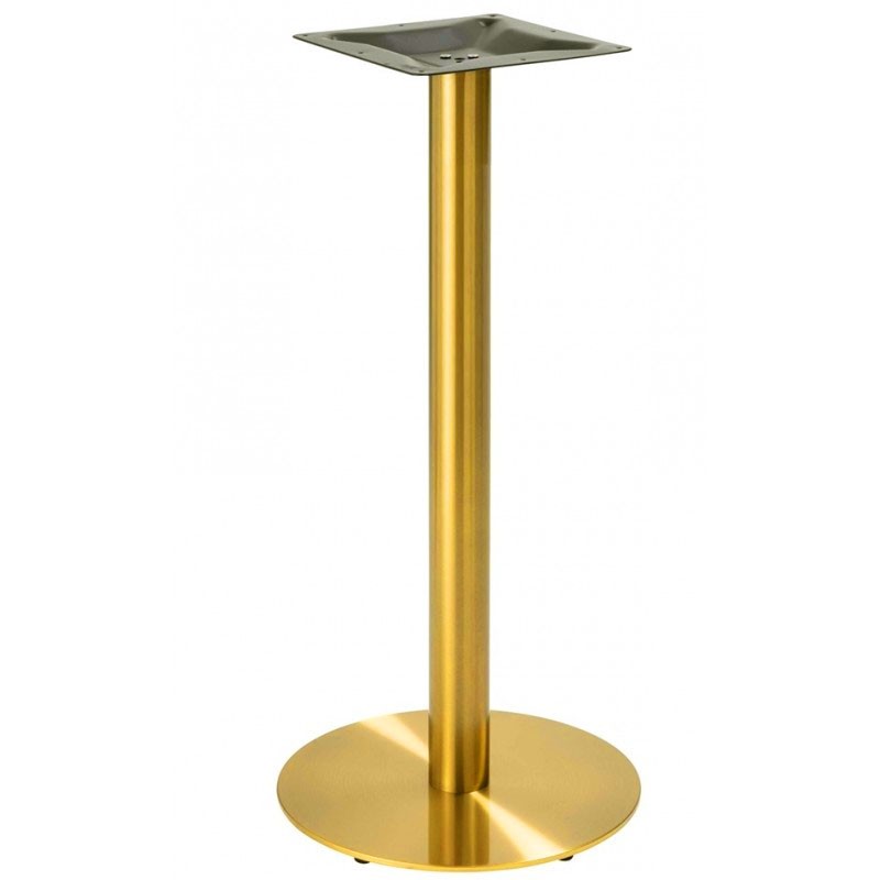 Base de mesa BOMBAY 110DO, acero inoxidable, dorada, base de acero de 8 mm. 45 cms de diámetro, altura 110 cms