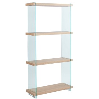 Estantería OSIRIS NEW, madera, cristal templado, 84x30x165 cms