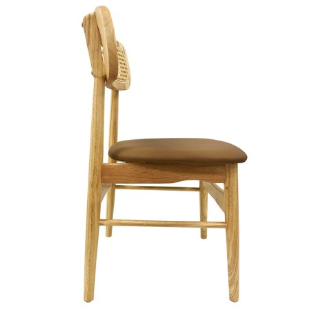 Silla CÁUCASO, madera, rejilla, similpiel marrón-0
