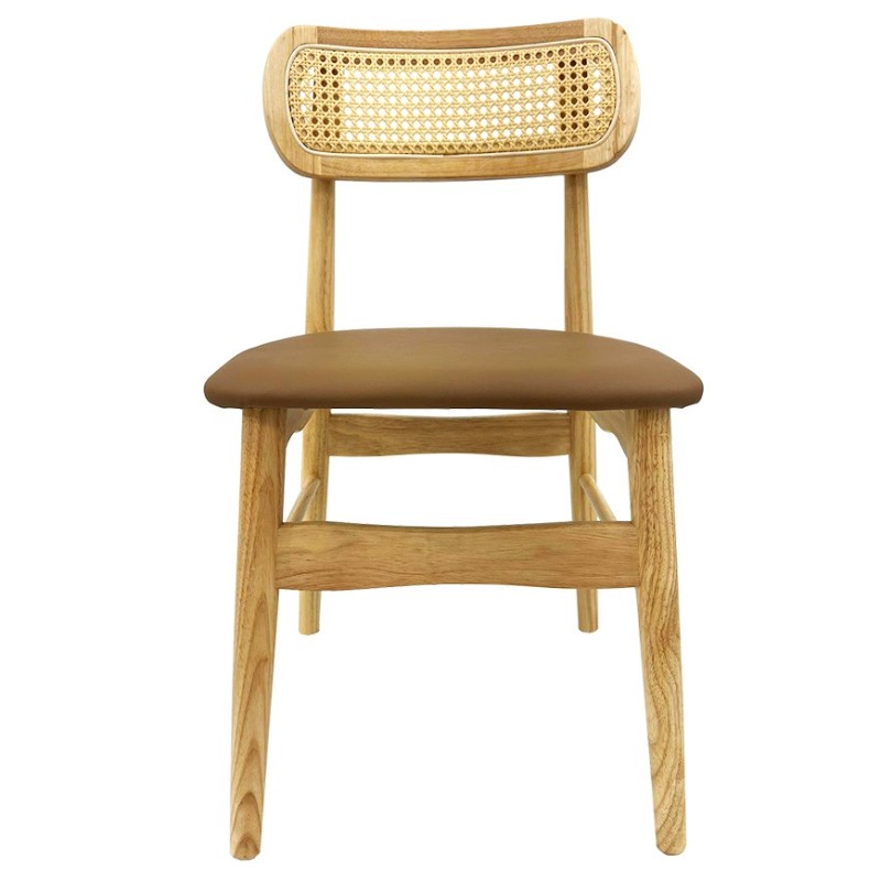 Silla CÁUCASO, madera, rejilla, similpiel marrón-1