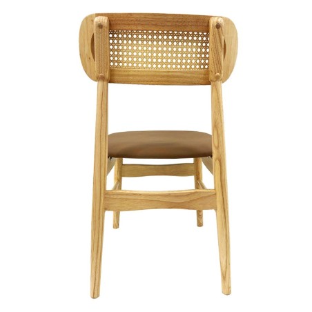Silla CÁUCASO, madera, rejilla, similpiel marrón-2