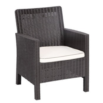 Sillón ADRIATICO, polipropileno marrón chocolate, cojín beige