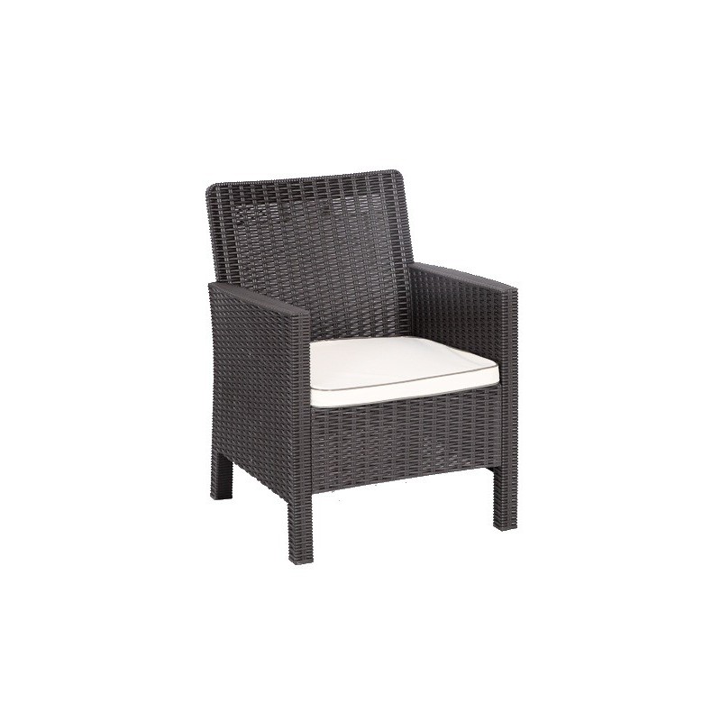 Sillón ADRIATICO, polipropileno marrón chocolate, cojín beige