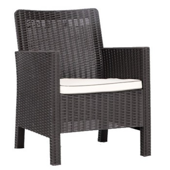 Sillón ADRIATICO, polipropileno marrón chocolate, cojín beige 2
