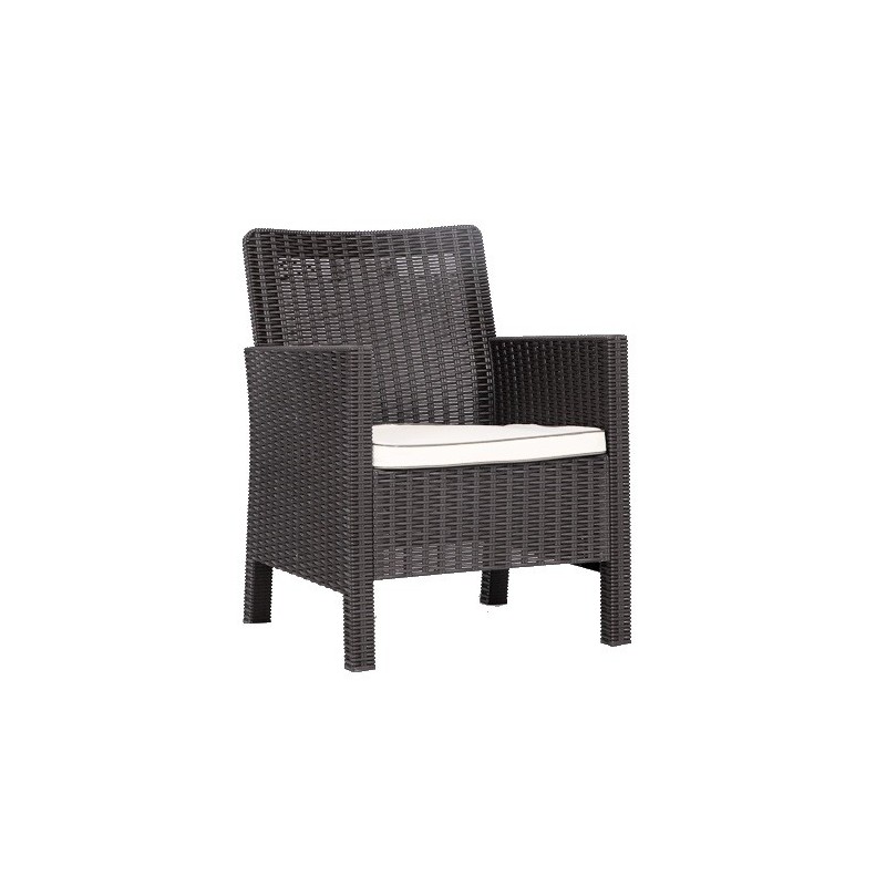 Sillón ADRIATICO, polipropileno marrón chocolate, cojín beige-0