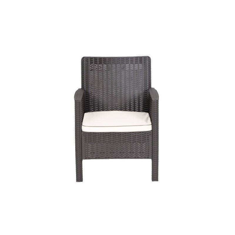 Sillón ADRIATICO, polipropileno marrón chocolate, cojín beige-1