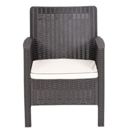 Sillón ADRIATICO, polipropileno marrón chocolate, cojín beige-1