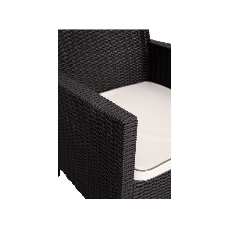 Sillón ADRIATICO, polipropileno marrón chocolate, cojín beige-2
