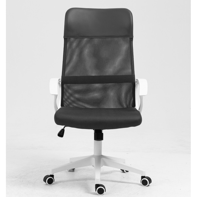 Sillón de oficina VERTON, blanco, malla y asiento negro-0