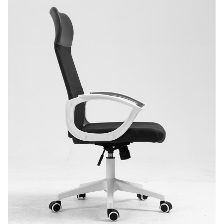 Sillón de oficina VERTON, blanco, malla y asiento negro-1