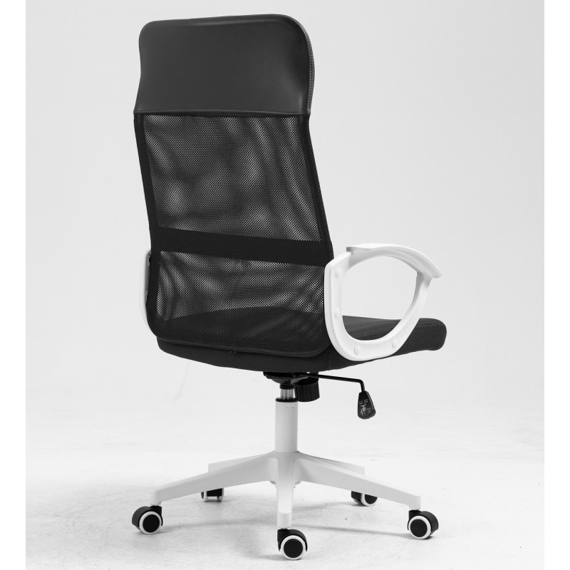 Sillón de oficina VERTON, blanco, malla y asiento negro-2