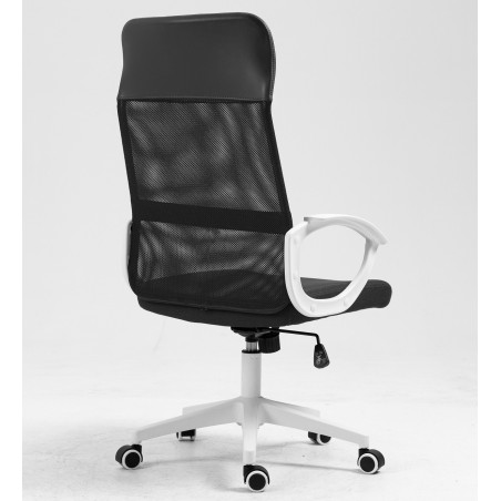Sillón de oficina VERTON, blanco, malla y asiento negro-2