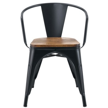 Sillón TOL EK WOOD, acero, negro, asiento madera 2