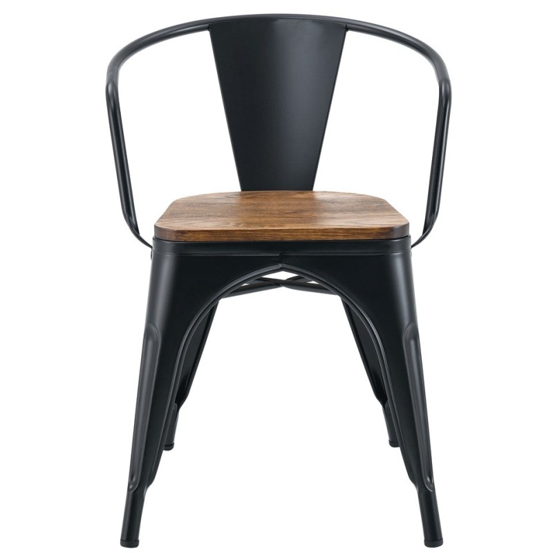 Sillón TOL EK WOOD, acero, negro, asiento madera-0