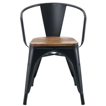 Sillón TOL EK WOOD, acero, negro, asiento madera-0