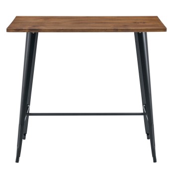 Mesa alta TOL EK WOOD, acero, madera, negra, 120 x 60 cms 2