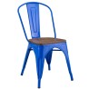 Silla TOL EK WOOD, acero, azul, asiento madera