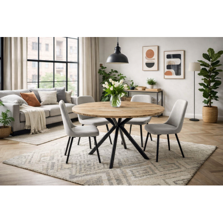 Mesa OLITE 120R, metal, madera, 120 cms de diámetro-1