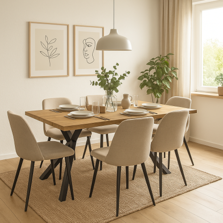 Mesa OLITE 180RT, metal, madera, 180 x 90 cms-2