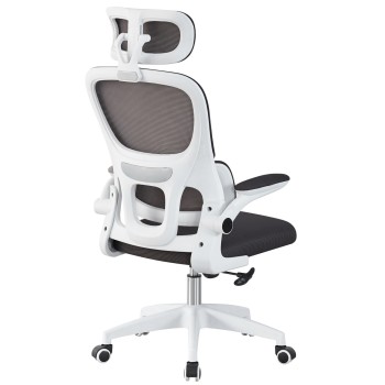 Sillón de oficina BERNAY, alto, blanco, malla y asiento negro 2
