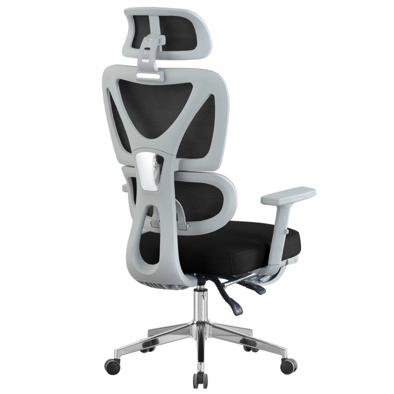 Sillón de oficina DURBUY, alto, ergonómico, gris, malla negra-0