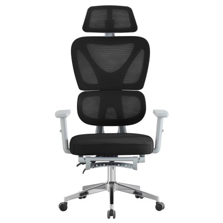 Sillón de oficina DURBUY, alto, ergonómico, gris, malla negra-1