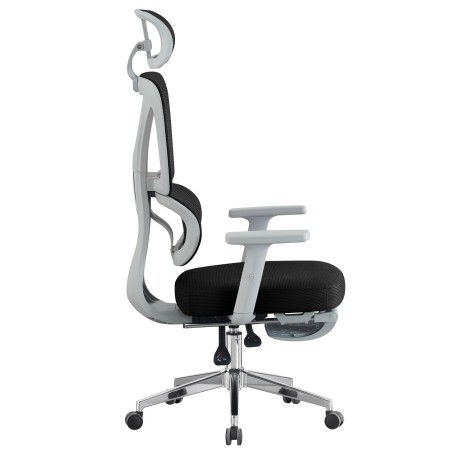 Sillón de oficina DURBUY, alto, ergonómico, gris, malla negra-2