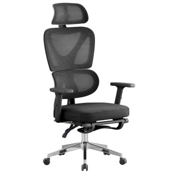Sillón de oficina DURBUY, alto, ergonómico, negro, malla y asiento negro