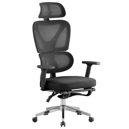 Sillón de oficina DURBUY, alto, ergonómico, negro, malla y asiento negro