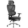Sillón de oficina DURBUY, alto, ergonómico, negro, malla y asiento negro