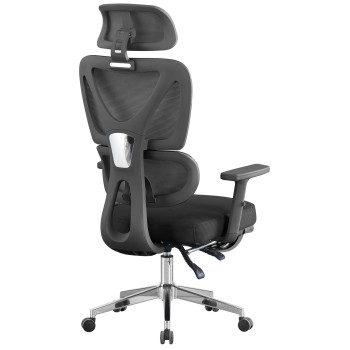 Sillón de oficina DURBUY, alto, ergonómico, negro, malla y asiento negro 2