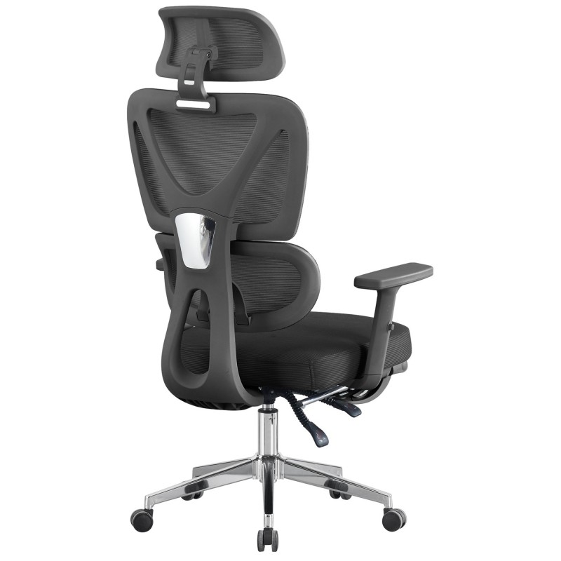 Sillón de oficina DURBUY, alto, ergonómico, negro, malla y asiento negro-0