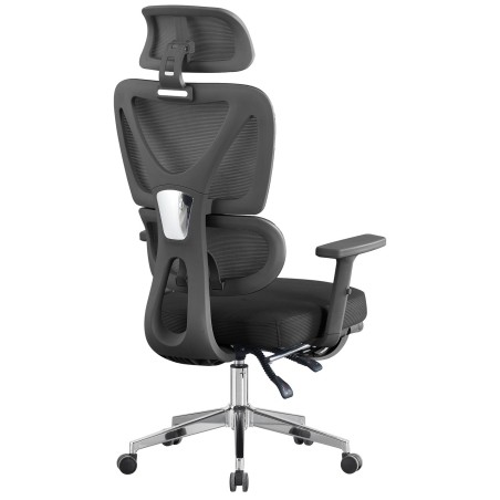 Sillón de oficina DURBUY, alto, ergonómico, negro, malla y asiento negro-0