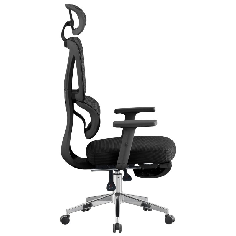 Sillón de oficina DURBUY, alto, ergonómico, negro, malla y asiento negro-1