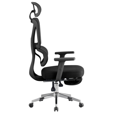 Sillón de oficina DURBUY, alto, ergonómico, negro, malla y asiento negro-1
