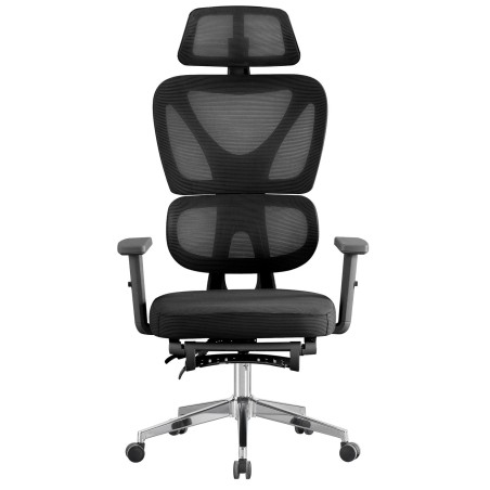 Sillón de oficina DURBUY, alto, ergonómico, negro, malla y asiento negro-2