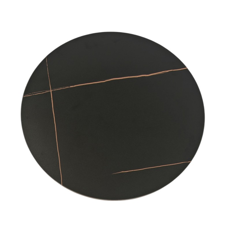 Mesa CAVEZZO, baja, negra, tapa cerámica mármol negro, 50 cms de diámetro-0