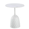 Mesa CAVEZZO, baja, blanca, tapa cerámica mármol blanco, 50 cms de diámetro
