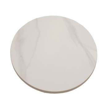 Mesa CAVEZZO, baja, blanca, tapa cerámica mármol blanco, 50 cms de diámetro 2