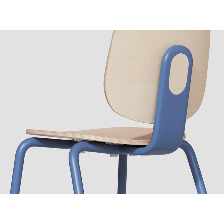 Silla COLMAR, apilable, azul, contrachapado revestido con HPL, color natural-2