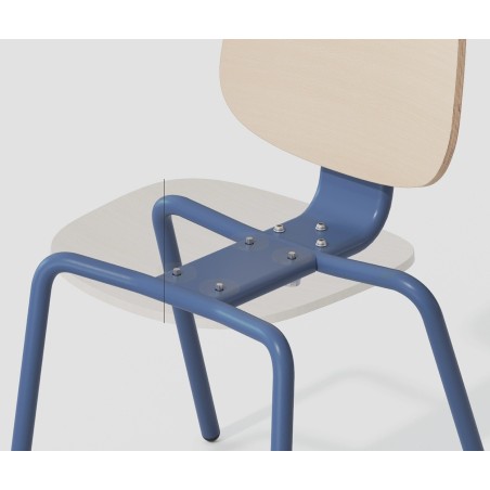 Silla COLMAR, apilable, azul, contrachapado revestido con HPL, color natural-3