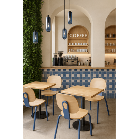 Silla COLMAR, apilable, azul, contrachapado revestido con HPL, color natural-4