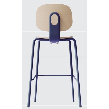 Taburete COLMAR, apilable, azul, contrachapado revestido con HPL, color natural 2