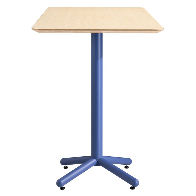 Taburete COLMAR, apilable, azul, contrachapado revestido con HPL, color natural-5