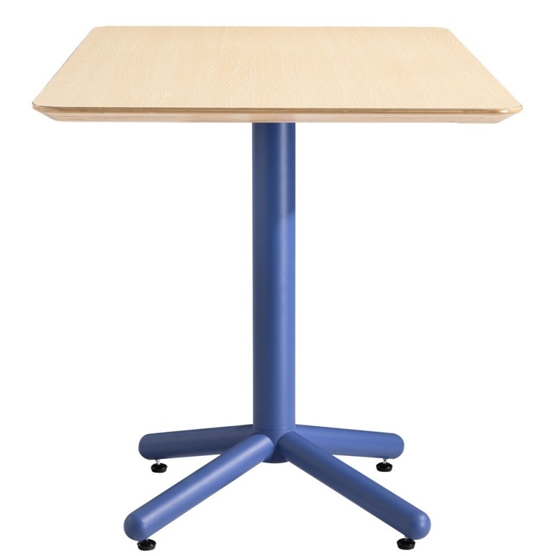 Mesa COLMAR, alta, azul, tapa de contrachapado revestido con HPL, color natural, 70 x 70 cms-3