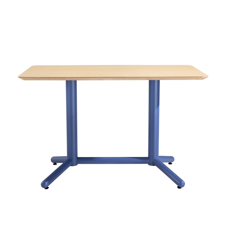 Mesa COLMAR, azul, tapa de contrachapado revestido con HPL, color natural, 120 x 70 cms-1