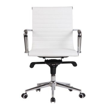 Sillón de oficina ROTERDAM, giratorio, similpiel blanca