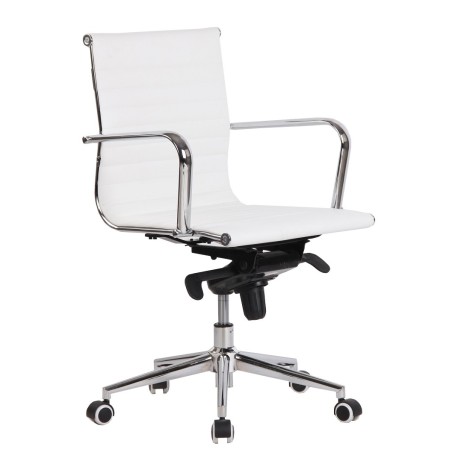 Sillón de oficina ROTERDAM, giratorio, similpiel blanca-0