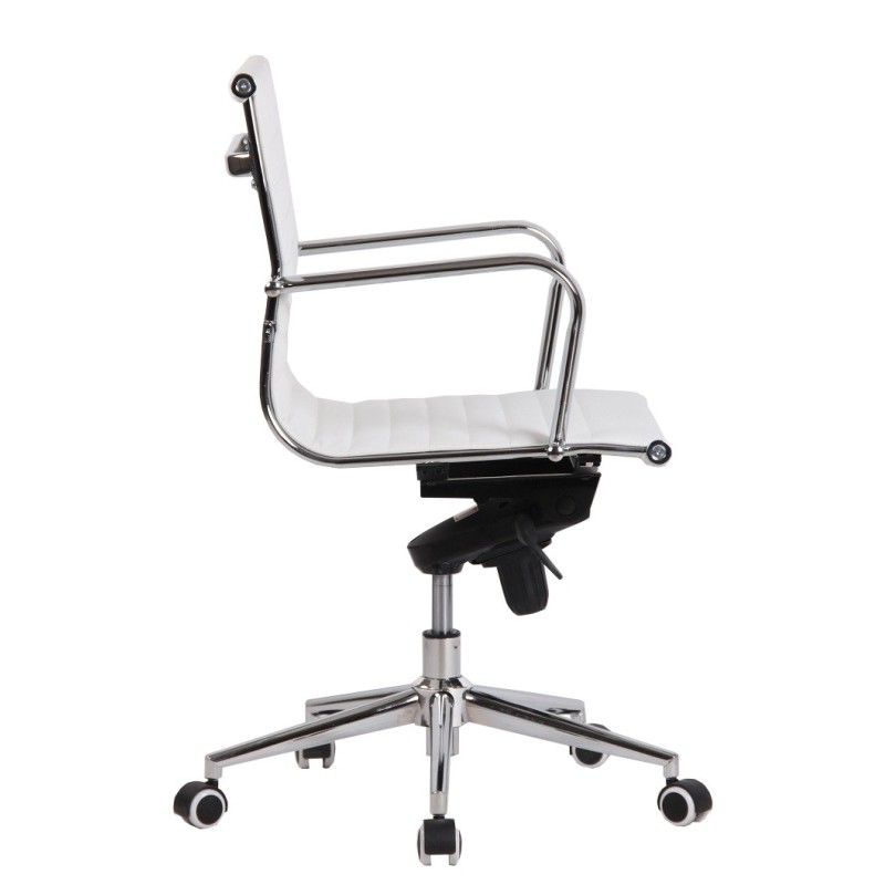 Sillón de oficina ROTERDAM, giratorio, similpiel blanca-1