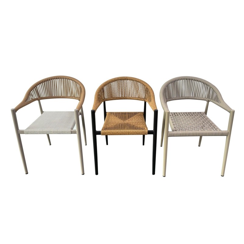 Sillón MÓNACO, apilable, aluminio, ratán y teslin-4